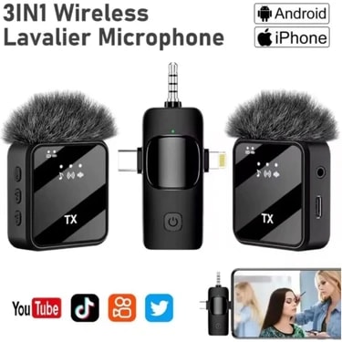 Sa-Na Port Kablosuz Yaka Mikrofonu Tip-C Android Kamera IPhone Stüdyo Mikrofonu Için Ses Video