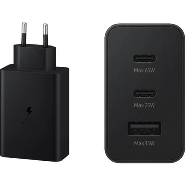 Samsung EP-T6530N Type C & Type A Hızlı Şarj Adaptörü Üçlü (65W - 25W - 15W) -