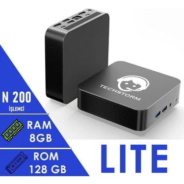 Techstorm Twister Lite Intel N200 Işlemci 8 GB Ram 128 GB Depolama Freedos Mini Masaüstü