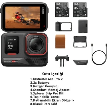 INSTA360 Ace Pro 2 8k Aksiyon Kamerası Fotoğraf Baskı Kiti – Leica Lens, Cep Yazıcısı, Aktif