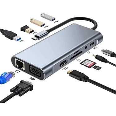 Esmo Home Type C Hub 11 In 1 USB C Docking Station 4K Hdmı,vga,type C Pd,usb3.0, Ethernet,sd/tf Aux