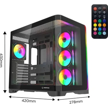 Rampage Lyron Kumandalı 7*12CM Argb Fan+Kontrolcü Pwm Fanlı Atx/m-Atx Siyah Oyuncu