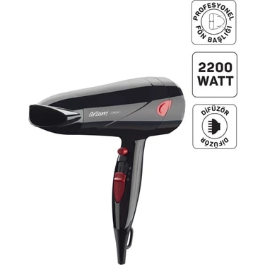 Arzum AR569 Linda Saç Kurutma Makinesi 2 Hız Ayarı, Soğuk Hava ve Difüzör, 2000W,