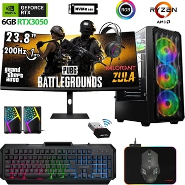 Xaser Armor X100 Ryzen 5 5500 16GB Ram 512GB M.2 Nvme SSD RTX3050 24" 200Hz Oyuncu Tavsiye