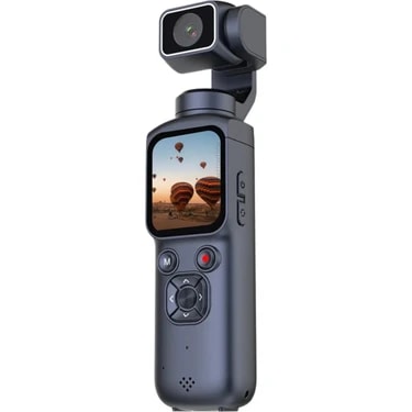 Azurtech 4K Ultra Hd Profesyonel Aksiyon Kamerası | Vlog Kamera, Gimbal, 330° Dönebilir, Yüksek