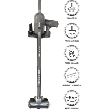 Fantom Pratic Aır Power P 1250 Antrasit Torbasız Dönebilen Turbo Başlıklı Dikey