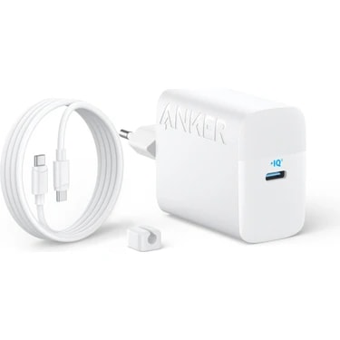 Anker 45W USB-C Şarj Cihazı, 1.5m 5A USB-C Kablo (2'li Set), Beyaz -