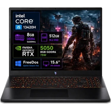 Acer Nitro V 15 ANV15-52 Intel Core i5 13420H 8GB 512GB SSD RTX5050 Freedos 15.6'' 165Hz