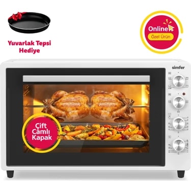 Simfer 7062 Beyaz 70 Lt Turbo Fan Piliç Çevirme Mini/midi Fırın - Multi Fonksiyon, Yoğurt Yapma,