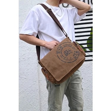 Byhakan GK65 Kanvas Postacı Yan Çapraz Körüklü Evrak Dizüstü Laptop Notebook MACBOOK Tablet Günlük