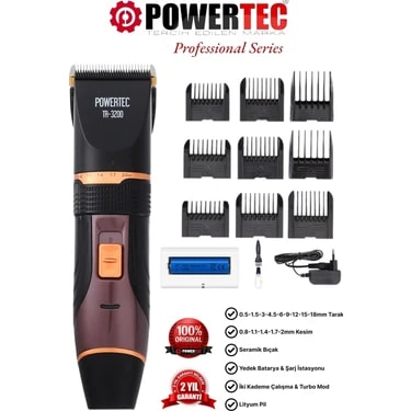 Powertec TR-3200 Profesyonel Şarjlı Saç Sakal Tıraş