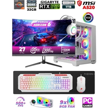 Xaser Sword X55 R7-5700X 32GB Ram /1TB M.2 SSD/8GB GeForce RTX5060/ 27" 300Hz Sıvı soğutmalı