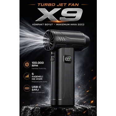 Robeve Süper Güçlü Üfleyici Şarjlı Fan Turbo Fan 130000 Rpm Güçlü Fan Vantilatör Üfleyici Süper