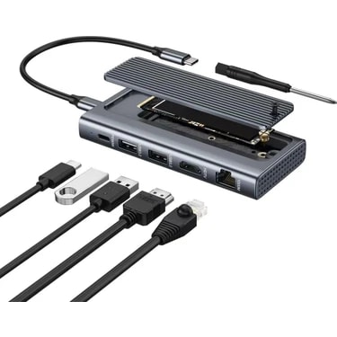 Die Grup Coverzone Usb-C Docking Station With M.2 Nvme Enclosure – 4K 60Hz Hdmı, 1000MBPS Ethernet,